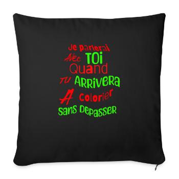 tee shirt humour - Housse de coussin décorative 45 x 45 cm - noir - Devant