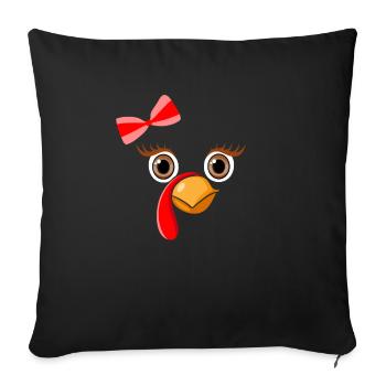 Cute Turkey Face Bow Funny Thanks - Sofa pillowcase 17,3'' x 17,3'' (45 x 45 cm) - black - Front