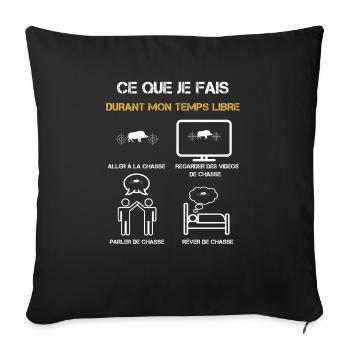 chasse sanglier temps libre humour - Housse de coussin décorative 45 x 45 cm - noir - Devant