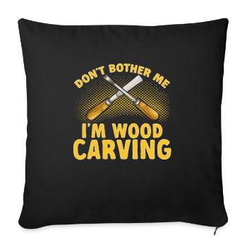 Charpentier sculpteur sur bois - Housse de coussin décorative 45 x 45 cm - noir - Devant