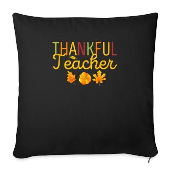 Professeur reconnaissant Jour de Thanksgiving Drôle d’automne - Housse de coussin décorative 45 x 45 cm - noir - Devant
