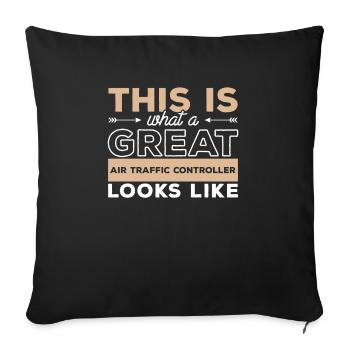 Voici à quoi ressemble un grand contrôleur de la circulation aérienne - Housse de coussin décorative 45 x 45 cm - noir - Devant