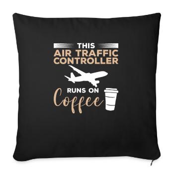 Ce contrôleur de la circulation aérienne fonctionne sur le café - Housse de coussin décorative 45 x 45 cm - noir - Devant