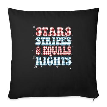 Rayures étoilées et égalité - Housse de coussin décorative 45 x 45 cm - noir - Devant