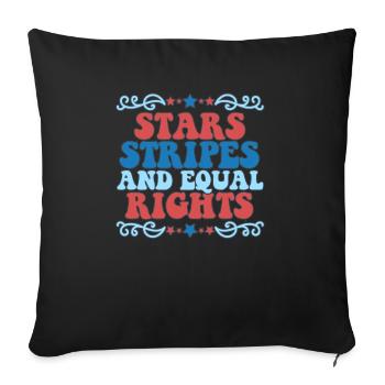 Rayures étoilées et égalité - Housse de coussin décorative 45 x 45 cm - noir - Devant