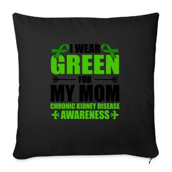 Je porte du vert pour les maladies chroniques de ma mère - Housse de coussin décorative 45 x 45 cm - noir - Devant