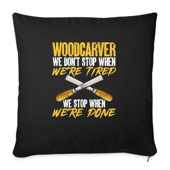 Charpentier sculpteur sur bois - Housse de coussin décorative 45 x 45 cm - noir - Devant