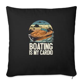 La navigation de plaisance est ma citation Cardio Lake Life Motorboating - Housse de coussin décorative 45 x 45 cm - noir - Devant