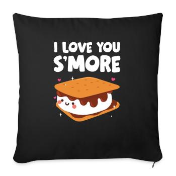 Mignon je t’aime Smore Camping Enfants Guimauve - Housse de coussin décorative 45 x 45 cm - noir - Devant