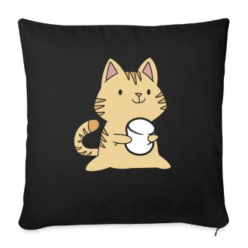 Marshmallow Camper Kids Cute Smore Cat - Sofa pillowcase 17,3'' x 17,3'' (45 x 45 cm) - black - Front