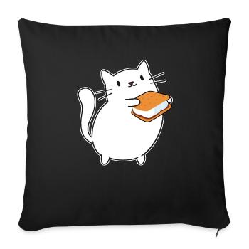 Smore Cat Kids Marshmallow Camper Campfire - Sofa pillowcase 17,3'' x 17,3'' (45 x 45 cm) - black - Front