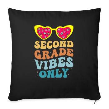 Second Grade Vibes seulement Vintage de la rentrée scolaire - Housse de coussin décorative 45 x 45 cm - noir - Devant