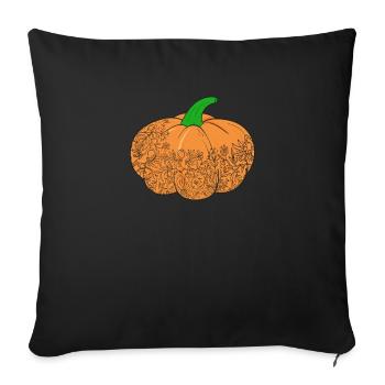 Pumpkin Lace Halloween Fall Thanksgiving Day - Sofa pillowcase 17,3'' x 17,3'' (45 x 45 cm) - black - Front