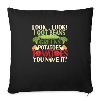 Regardez, j’ai des haricots, des légumes verts, des pommes de terre - Housse de coussin décorative 45 x 45 cm - noir - Devant