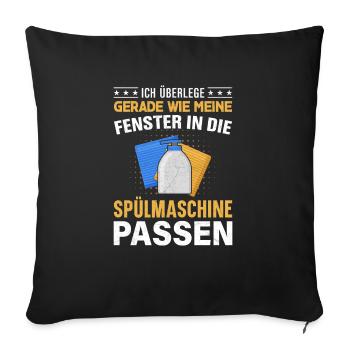 Spülmaschine Fenster lustig - Sofakissenbezug 45 x 45 cm - Schwarz - Vorne