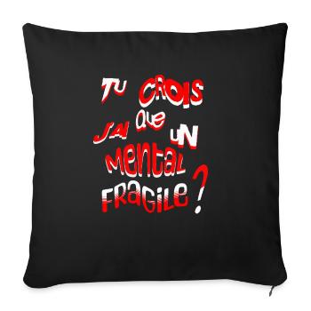 tee shirt humour - Housse de coussin décorative 45 x 45 cm - noir - Devant