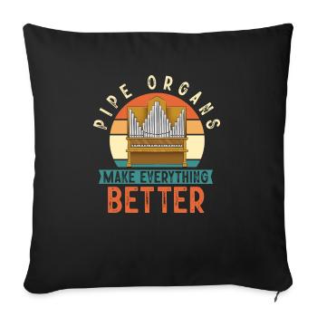 Organiste : organiste, organiste d’église, orgue - Housse de coussin décorative 45 x 45 cm - noir - Devant