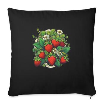 Strawberries Fruit Berry Festival Ferme fruitarienne - Housse de coussin décorative 45 x 45 cm - noir - Devant