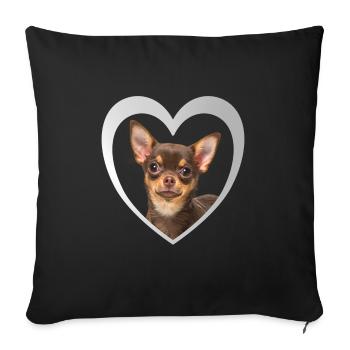 Dog Lovers - Dogs Heart - Chihuahua - Sofa pillowcase 17,3'' x 17,3'' (45 x 45 cm) - black - Front