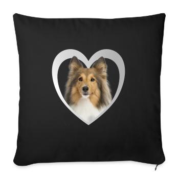 Dog Lovers - Dogs Heart - Sheltie - Sofa pillowcase 17,3'' x 17,3'' (45 x 45 cm) - black - Front
