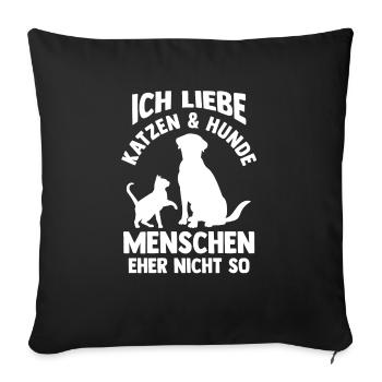 Hunde Katzenliebhaber Hundeliebhaber Katzen - Sofakissenbezug 45 x 45 cm - Schwarz - Vorne