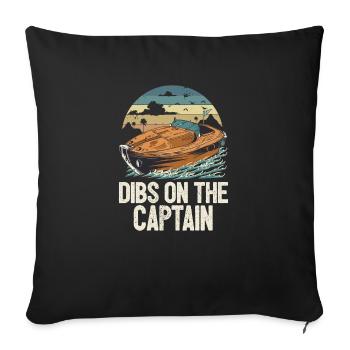 Dibs On The Captain Pontoon Queen Motorboating - Sofa pillowcase 17,3'' x 17,3'' (45 x 45 cm) - black - Front