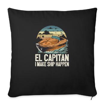 El Capitan Je fais du pontonnage un navire - Housse de coussin décorative 45 x 45 cm - noir - Devant
