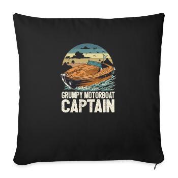 Grumpy Motorboat Captain Pontoon Boat Owner - Sofa pillowcase 17,3'' x 17,3'' (45 x 45 cm) - black - Front