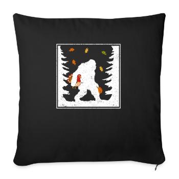 Bigfoot Pilgrim Turkey Pumpkin Thanksgiving Day - Housse de coussin décorative 45 x 45 cm - noir - Devant