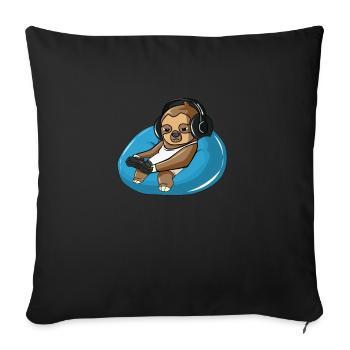 Gamer sloth funny console gamer - Sofa pillowcase 17,3'' x 17,3'' (45 x 45 cm) - black - Front
