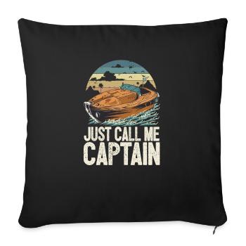 Appelez-moi simplement Captain Pontoon King Motorboating - Housse de coussin décorative 45 x 45 cm - noir - Devant