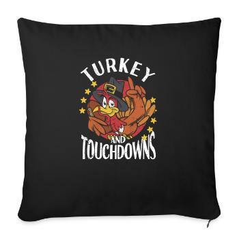 La Turquie et les touchdowns drôle de jour de Thanksgiving - Housse de coussin décorative 45 x 45 cm - noir - Devant