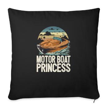 Motor Boat Princess Pontoon Queen Motorboating - Sofa pillowcase 17,3'' x 17,3'' (45 x 45 cm) - black - Front