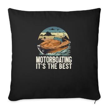 Bateau à moteur. C’est la meilleure vie est meilleure au - Housse de coussin décorative 45 x 45 cm - noir - Devant