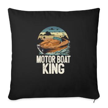 Pontooning Captain Motorboat King Funny Boat - Sofa pillowcase 17,3'' x 17,3'' (45 x 45 cm) - black - Front