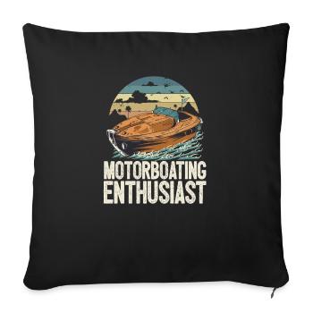 Pontoon Boat Captain Motorboating Enthusiast - Sofa pillowcase 17,3'' x 17,3'' (45 x 45 cm) - black - Front