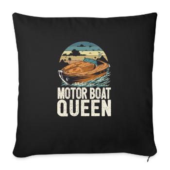 Pontoon Queen Motorboating Boat Parade Motor Boat - Sofa pillowcase 17,3'' x 17,3'' (45 x 45 cm) - black - Front