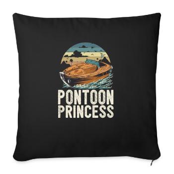 Pontoon Princess Motorboating Queen Pontooning - Housse de coussin décorative 45 x 45 cm - noir - Devant