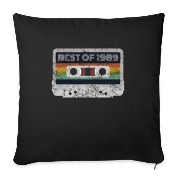 Cassette Best Of 1989 - Né en 1989 - Housse de coussin décorative 45 x 45 cm - noir - Devant