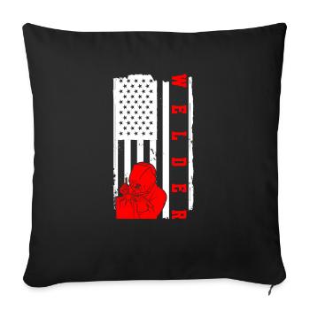 Flag USA Welder American Welder - Sofa pillowcase 17,3'' x 17,3'' (45 x 45 cm) - black - Front