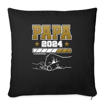 Father-to-be - Dad 2024 loading - Sofa pillowcase 17,3'' x 17,3'' (45 x 45 cm) - black - Front