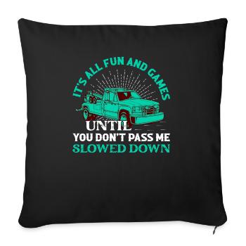 Tout est amusant et jeux Conducteur de dépanneuse Camionnage - Housse de coussin décorative 45 x 45 cm - noir - Devant