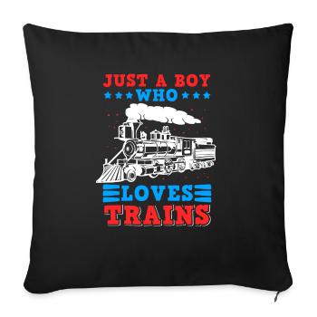 Modèle Ferroviaire Locomotive à Vapeur Chemin de fer Drôle - Housse de coussin décorative 45 x 45 cm - noir - Devant