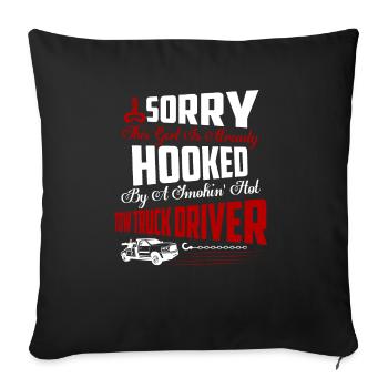 Accroché par un conducteur de dépanneuse Smokin' Hot Trucking - Housse de coussin décorative 45 x 45 cm - noir - Devant