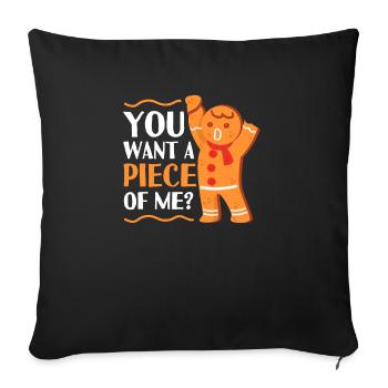 Tu veux un morceau de moi? Biscuits de Noël - Housse de coussin décorative 45 x 45 cm - noir - Devant