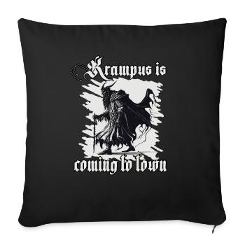 Horror Krampus T-Shirt dark side of Christmas - Sofa pillowcase 17,3'' x 17,3'' (45 x 45 cm) - black - Front