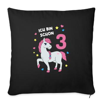 Reiterin Pferd Reitsport 3. Geburtstag Pony Reiten - Sofakissenbezug 45 x 45 cm - Schwarz - Vorne