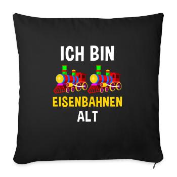 Dampfzug Lokomotive 2 Geburtstag Eisenbahn - Sofakissenbezug 45 x 45 cm - Schwarz - Vorne