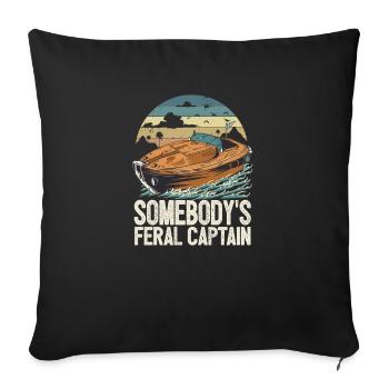 Somebody's Feral Captain Grumpy Pontoon King - Sofa pillowcase 17,3'' x 17,3'' (45 x 45 cm) - black - Front