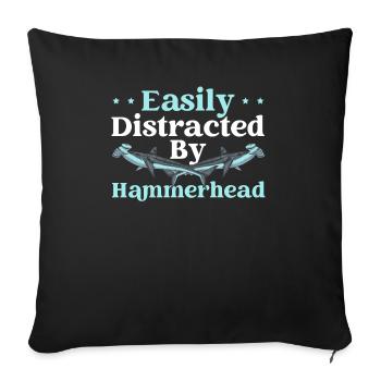 Hammerhead Shark Lover Marine Biology Underwater - Housse de coussin décorative 45 x 45 cm - noir - Devant